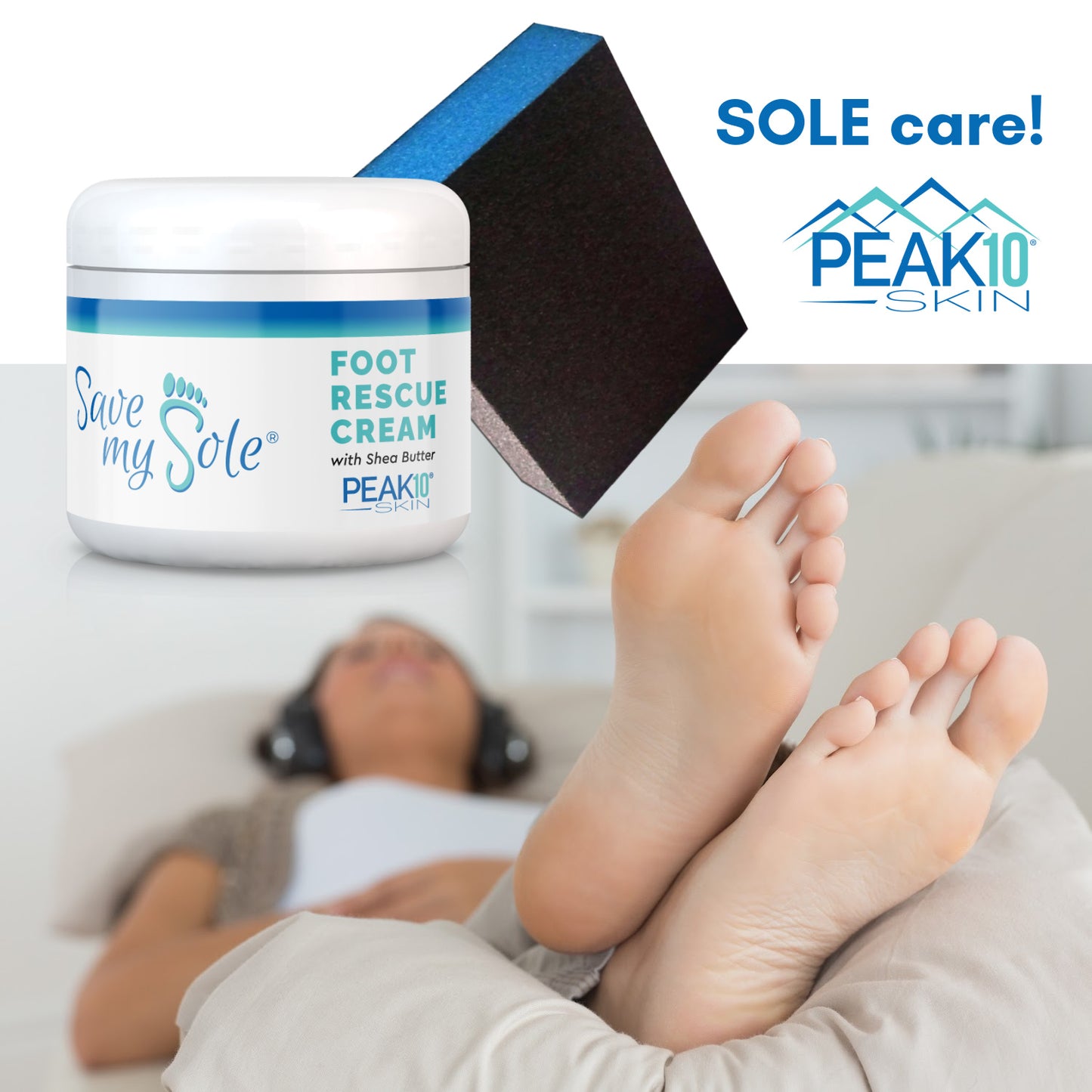 SAVE MY SOLE® foot rescue cream 4.2 oz w/Exfoliating Smoothing Block