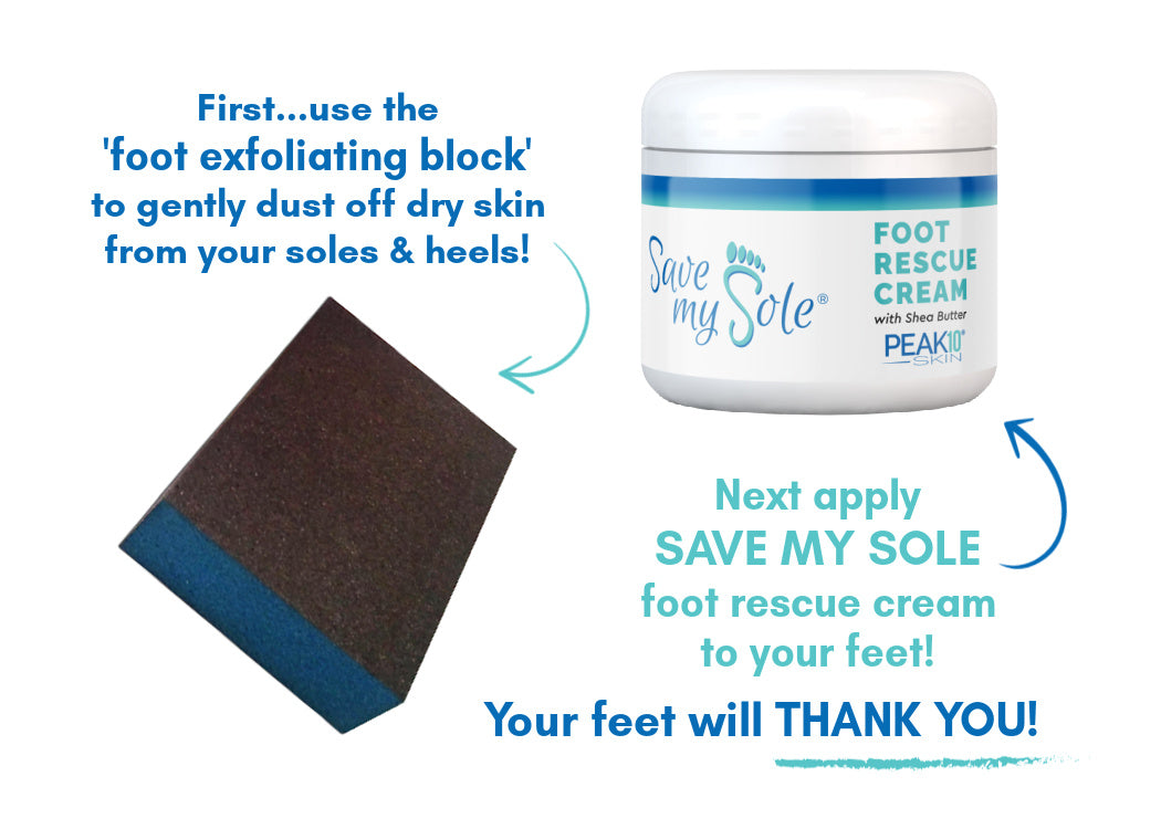 LIMITED TIME GIFT BOX - SAVE MY SOLE® foot rescue cream 4oz w/Exfoliating Smoothing Block