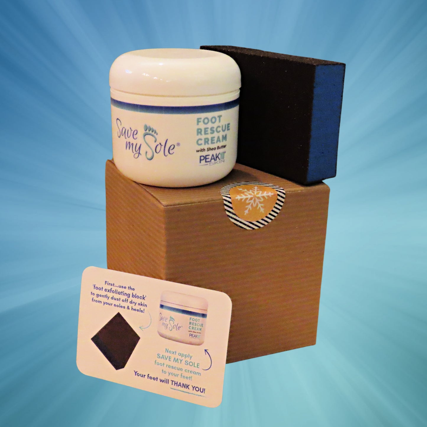 LIMITED TIME GIFT BOX - SAVE MY SOLE® foot rescue cream 4oz w/Exfoliating Smoothing Block