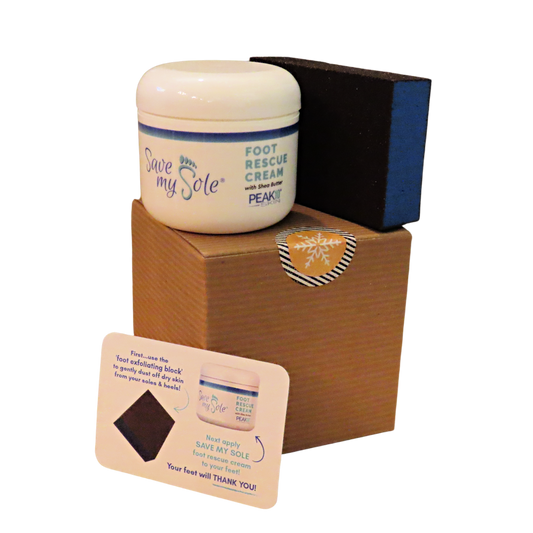 LIMITED TIME GIFT BOX - SAVE MY SOLE® foot rescue cream 4oz w/Exfoliating Smoothing Block