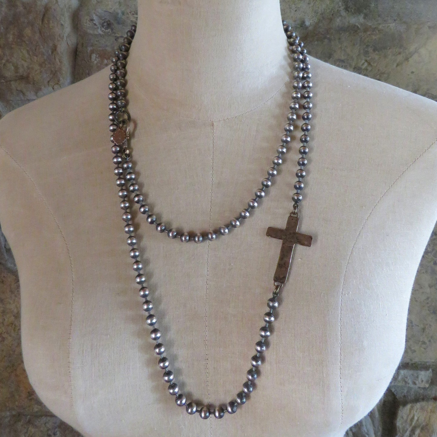 zoWEE Classic Vintage Silver Ball Chain w/2  Bronze Crosses