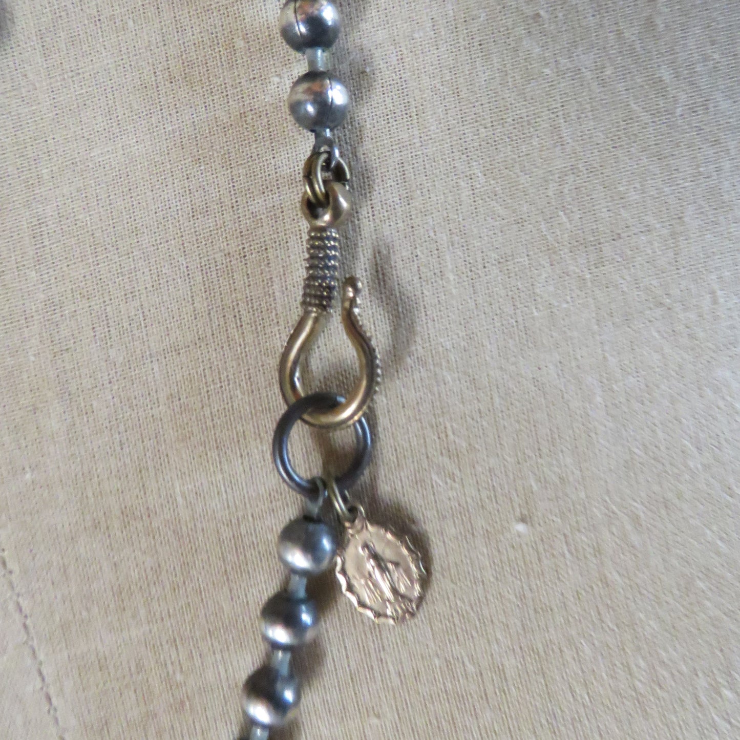 zoWEE Classic Vintage Silver Ball Chain w/2  Bronze Crosses