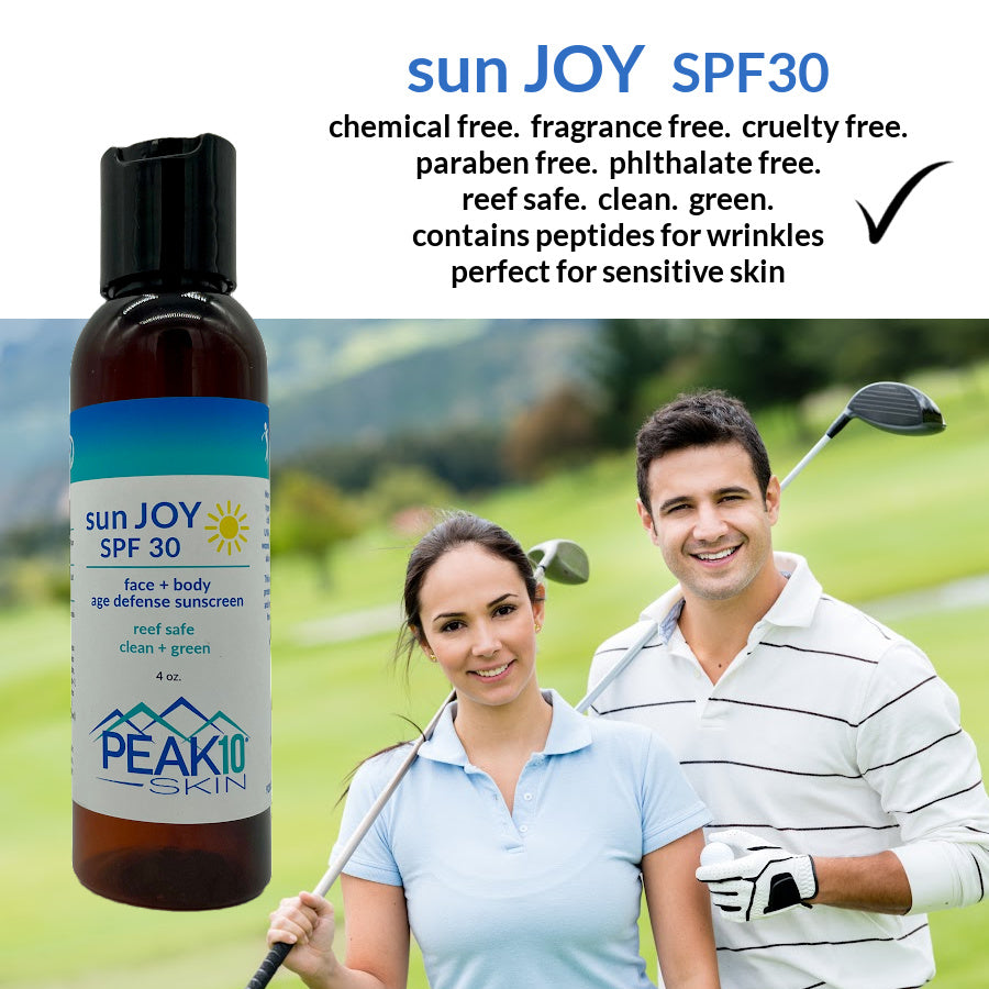 sun JOY SPF30 face + body age defense sunscreen 4oz